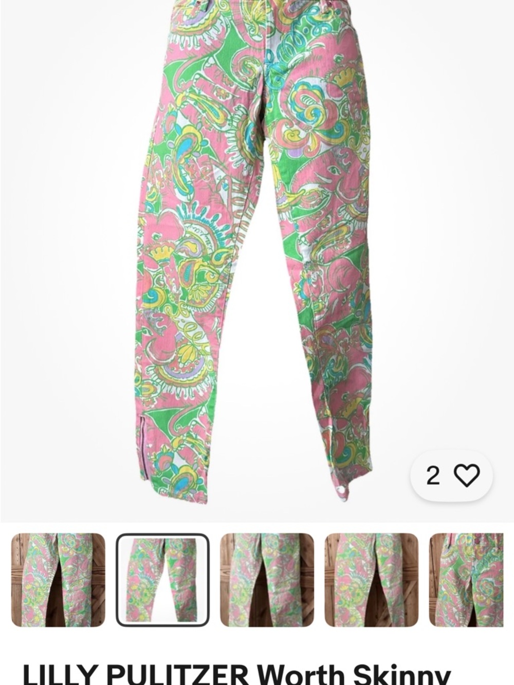 Lilly Pulitzer Pink Green Blue Multi Tropical Paisley Cropped Jeans